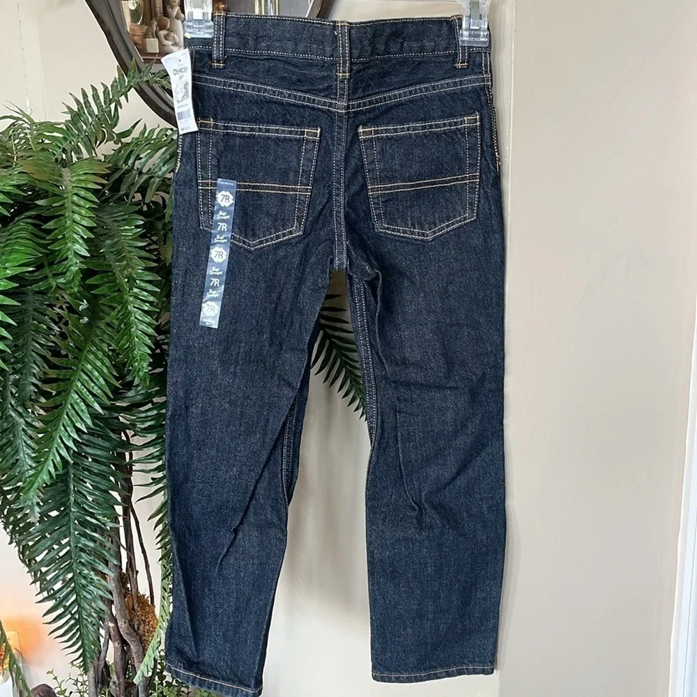 Brand New OshKosh B'Gosh Straight Jeans Dark Wash Denim Adjustable Waistband